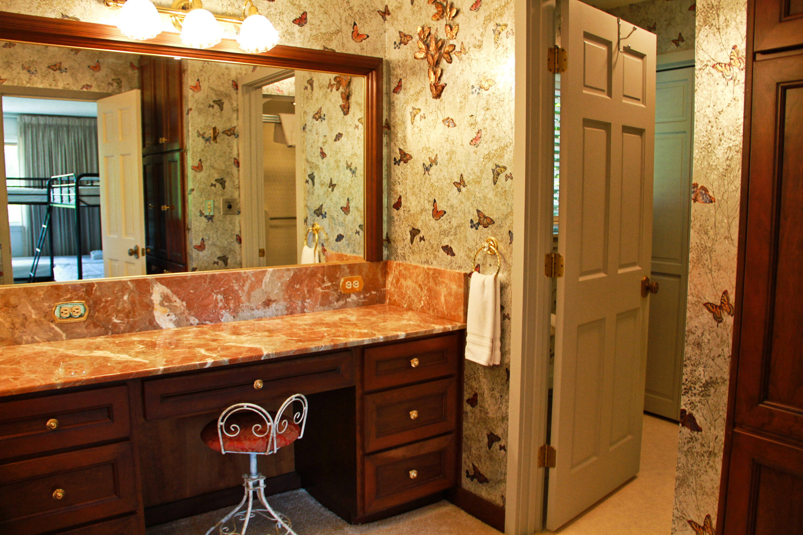 large mirror in dressing area