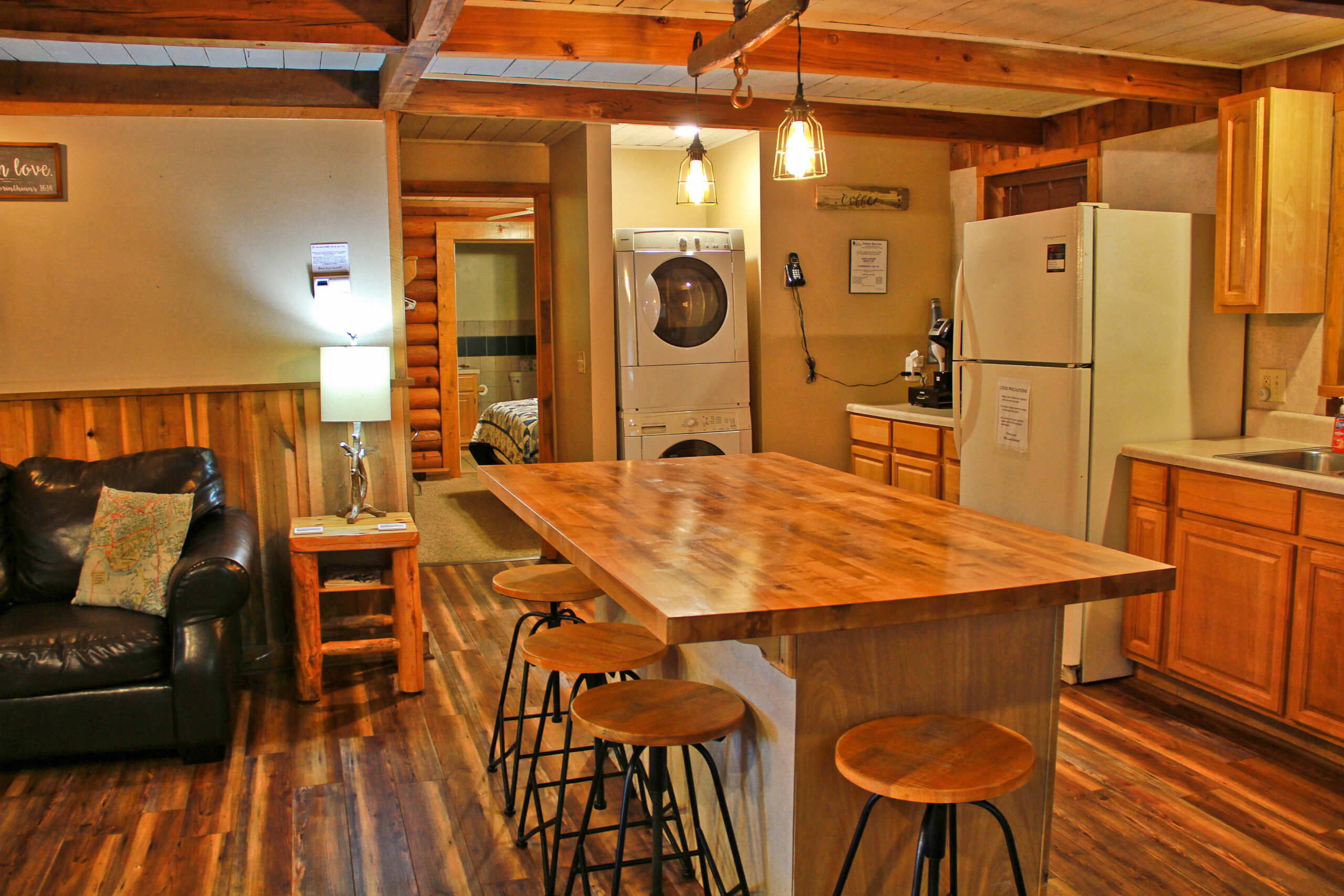 kitchen island washer and dryer in kitchen area
