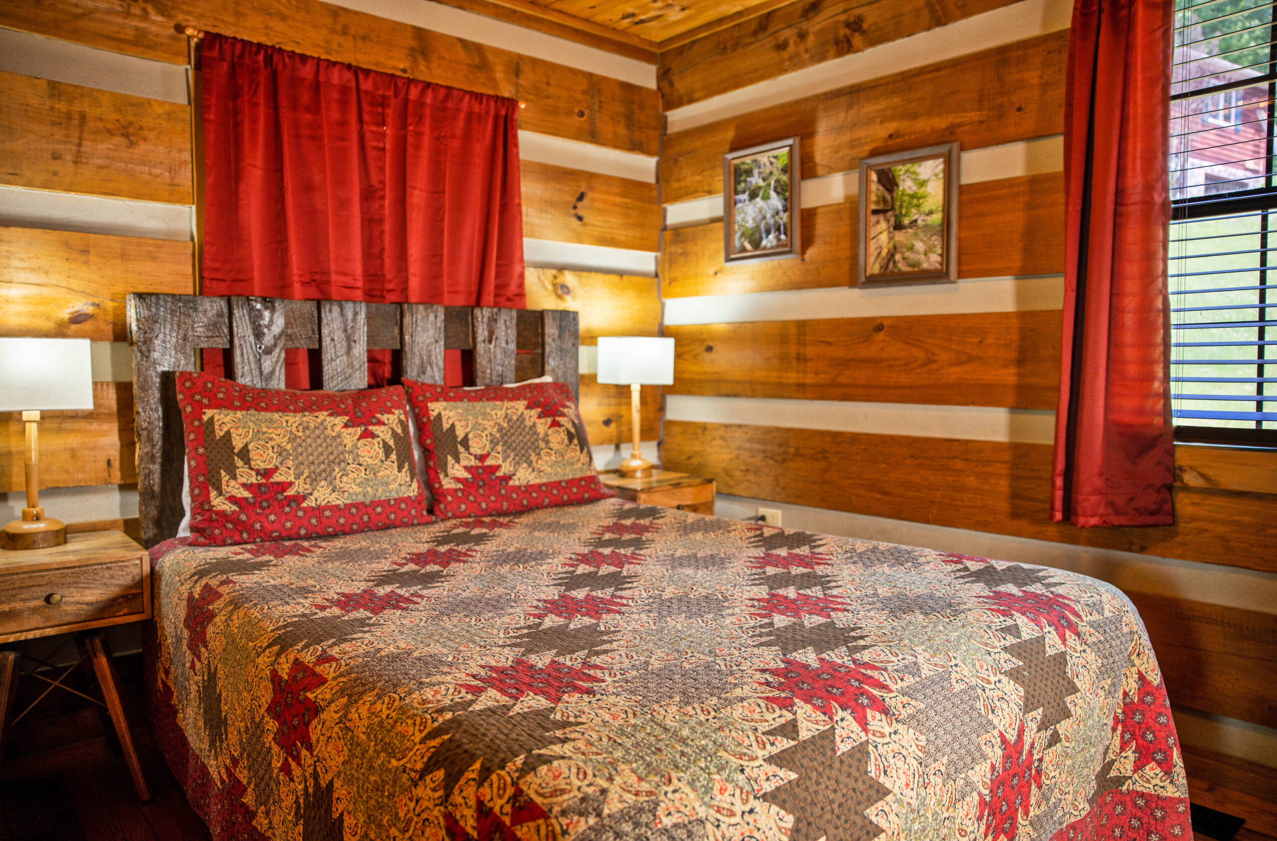 bed room in log cabin