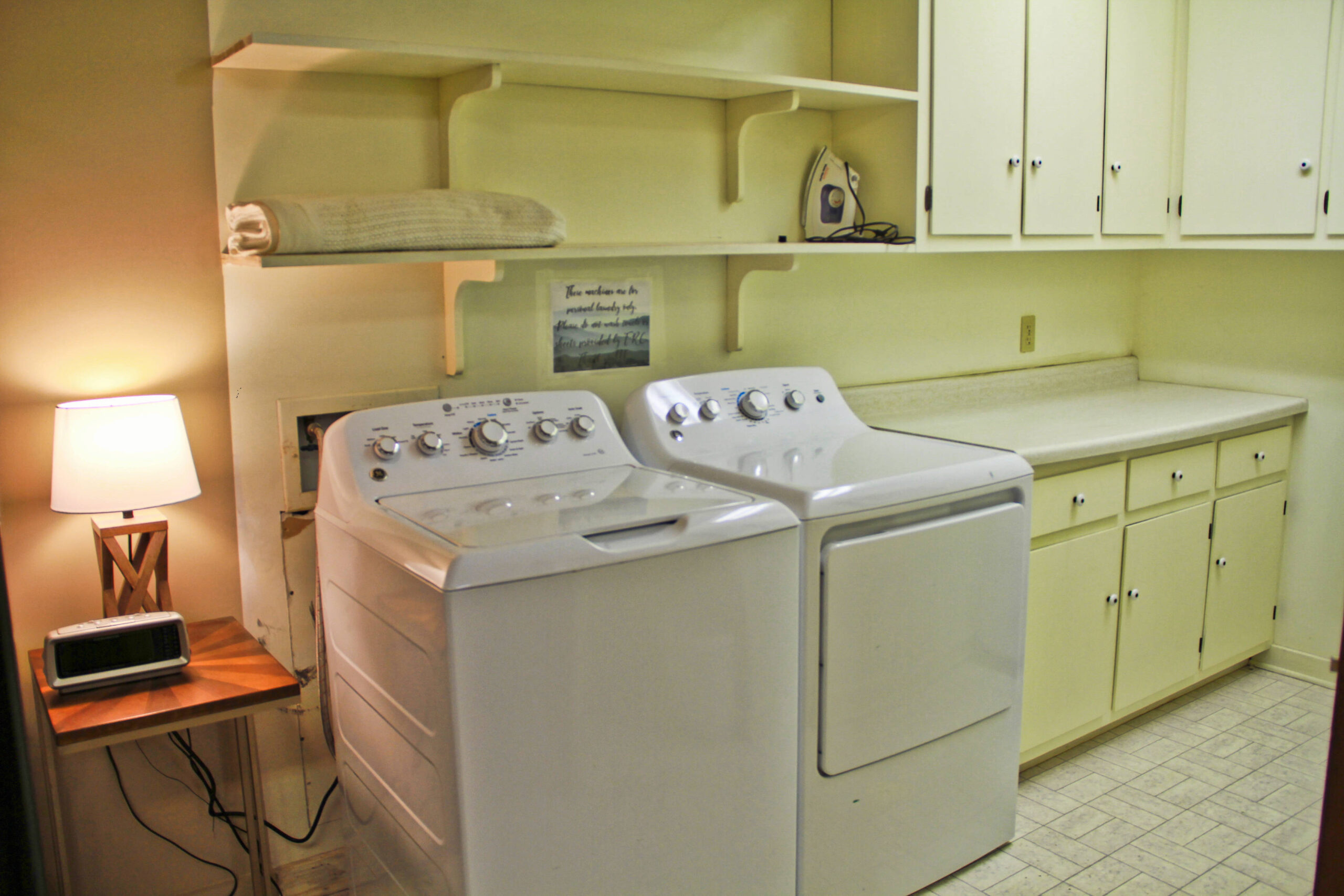 washer and dryer in laundry area
